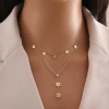 Multi-layer gold-plated glossy butterfly clover heart pendant, fashionable and niche design, stainless steel necklace, non-fading color necklace details Picture